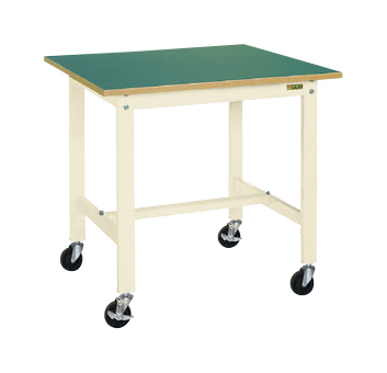 軽量作業台KKタイプ(移動式・直進安定金具無し) KK-38/39/48/49/58/59/68/69/70FUB2I 本体:アイボリー・サカエリューム天板:グリーン