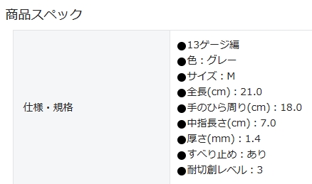 耐切創性手袋 Mサイズ《5双/セット》