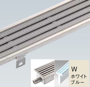 排水ユニット タイル割100mm用SUG-P《Wホワイト/ブルー》 樹脂グレーチングタイプ《端部排水仕様》
