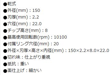 ダイヤモンドカッタープロテクトウエーブ 150×2.2TX22