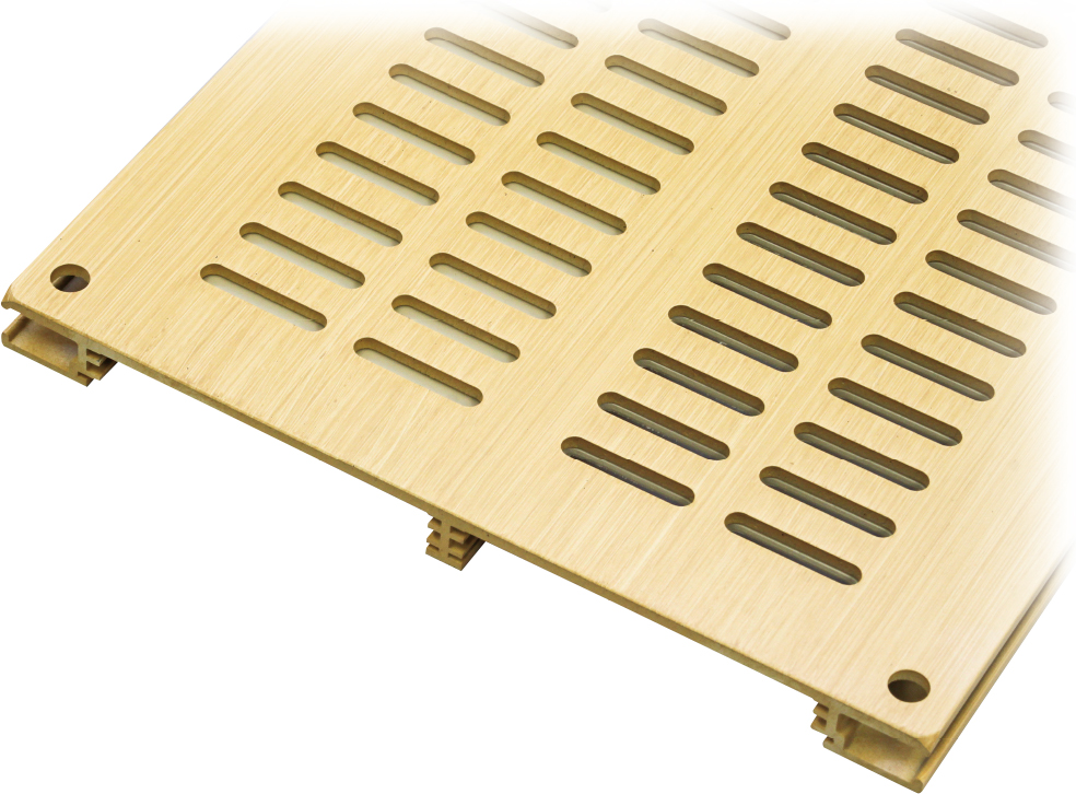 アルミ製フロアー換気口【自動開閉】 B5AW型(L=600) 溝幅160mm×蓋幅200mm×長さ600mm 木目調
