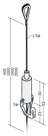 ピクチャ-レ-ル部材 ワイヤ-ハンガ- 長さ0.5ｍ/1ｍ/1.5ｍ/2ｍ  カラ-：3色