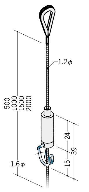 ピクチャ-レ-ル部材 ミニワイヤーハンガー 長さ0.5ｍ/1ｍ/1.5ｍ/2ｍ  