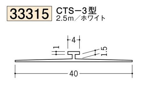 ビニールクロス押さえ CTS-3型 ホワイト 長さ2.5ｍ