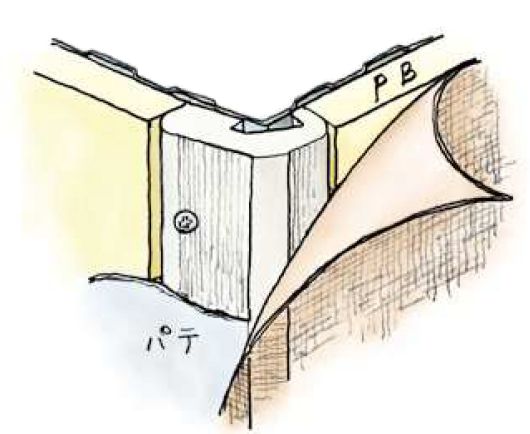 ビニール ペンキorクロス下地材出隅 発泡コーナー 10 面取 9.5mm 長さ2.6ｍ